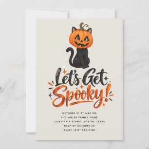 Låt oss bli kusligt svart katt pumpa Halloween-fes Inbjudningar