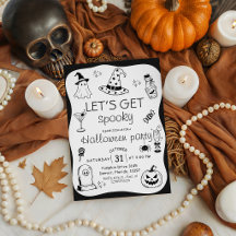 Låt oss bli kusligt svart vitt doodle Halloween