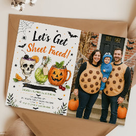 Låt oss bli lakanansikte Halloweenfest Foto Inbjudningar