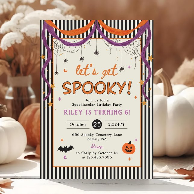 Låt oss bli läskiga barn Halloween födelsedagsfest Inbjudningar (Skapare uppladdad)