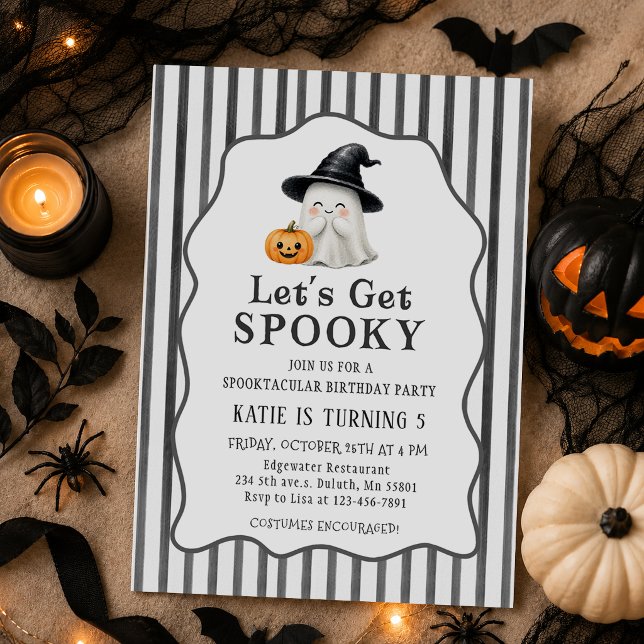 Låt oss bli läskiga barn Halloween födelsedagsfest Inbjudningar (Skapare uppladdad)