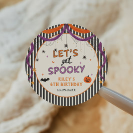 Låt oss bli läskiga barn Halloween födelsedagsfest Runt Klistermärke