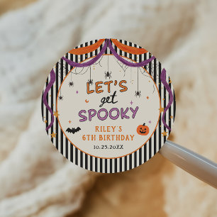 Låt oss bli läskiga barn Halloween födelsedagsfest Runt Klistermärke