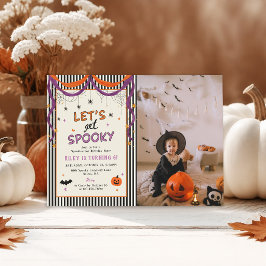 Låt oss bli läskiga barn Halloween födelsedagsfoto Inbjudningar