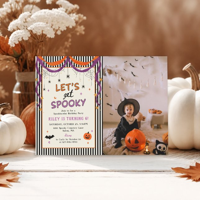 Låt oss bli läskiga barn Halloween födelsedagsfoto Inbjudningar (Skapare uppladdad)