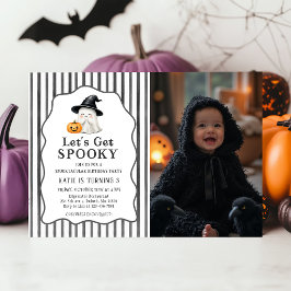 Låt oss bli läskiga barn Halloween födelsedagsfoto Inbjudningar