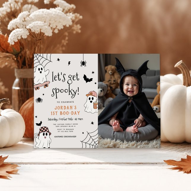 Låt oss bli läskiga barn Halloween födelsedagsfoto Inbjudningar (Skapare uppladdad)