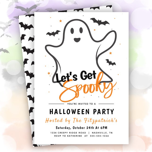 Låt oss bli läskigt Halloween-fest  Inbjudningar (Let's Get Spooky Halloween Party Invitation)