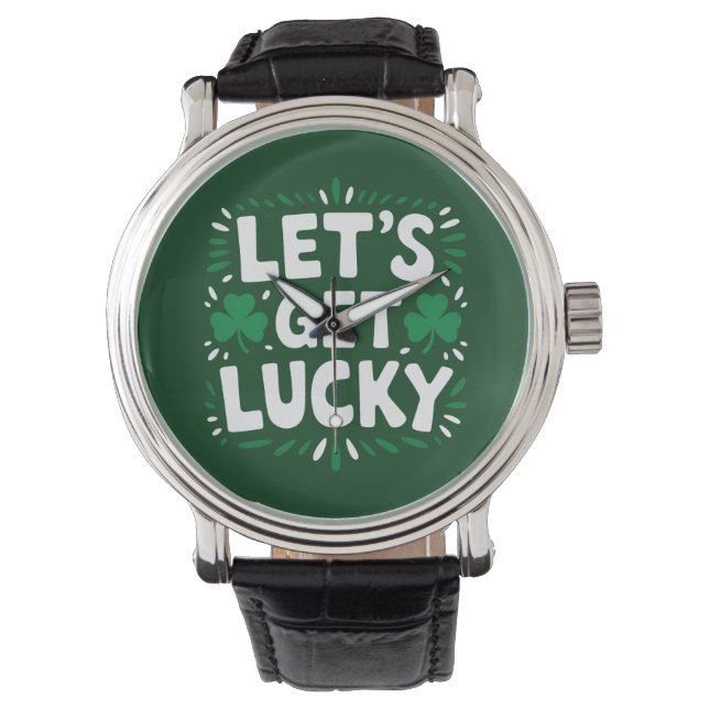 Låt oss bli lyckliga Shamrock Rolig St Patrick's D Armbandsur (Framsida)
