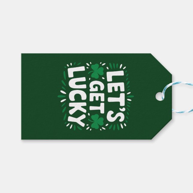 Låt oss bli lyckliga Shamrock Rolig St Patrick's D Presentetikett (Framsidan (Horisontell))