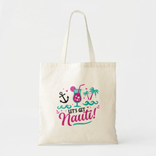 Låt oss bli nautiska! Rosa glitter nautisk Tygkasse