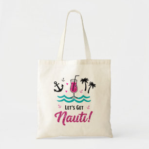 Låt oss bli nautiska! Rosa glitter nautisk Tygkasse
