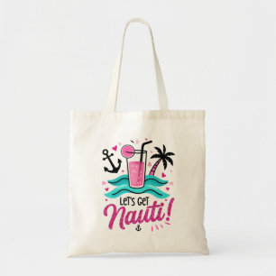 Låt oss bli nautiska! Rosa glitter nautisk Tygkasse