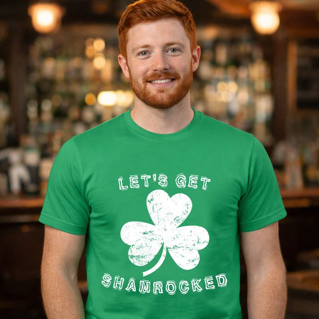Låt oss bli Shamrocked slitna St Patrick's Day T Shirt (Let's Get Shamrocked Distressed St Patrick's Day T-Shirt)