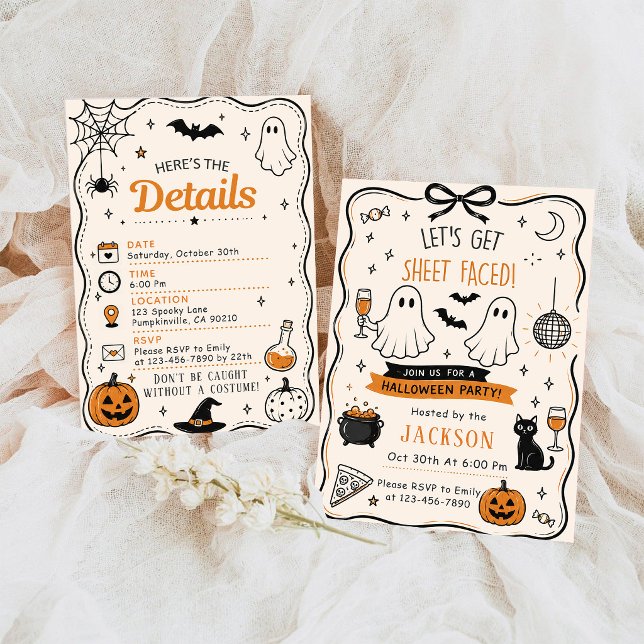 Låt oss bli spök-skämt-fester Halloween-fest för v Inbjudningar (Skapare uppladdad)