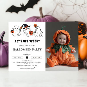 Låt oss bli spöklik Halloweenfest för spöken Foto Inbjudningar