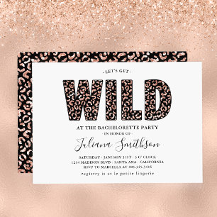 Låt oss bli vilda Rose Guld Leopard Möhippa Inbjud Inbjudningar