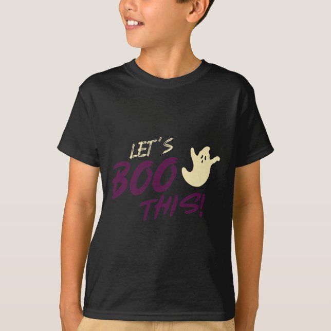 Låt oss Boo! Ghost Halloween Slogan-citat T Shirt (Framsida)