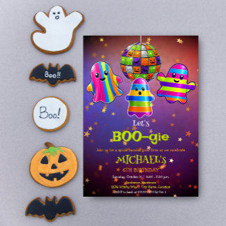 Låt oss BOO-gie Barn Disco Halloween Födelsedagsfe Inbjudningar