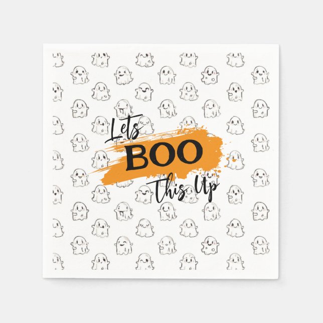 Låt oss BOO som flyger upp Ghost Mönster Pappersservett (Framsidan)