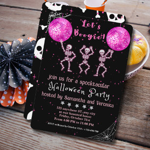 Låt oss Boogie! Black and Rosa Disco Halloween fes Inbjudningar