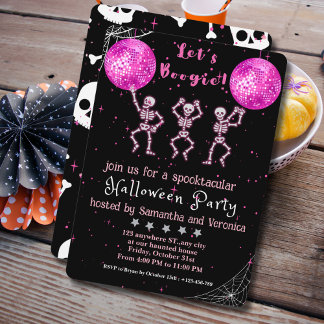 Låt oss Boogie! Black and Rosa Disco Halloween fes Inbjudningar