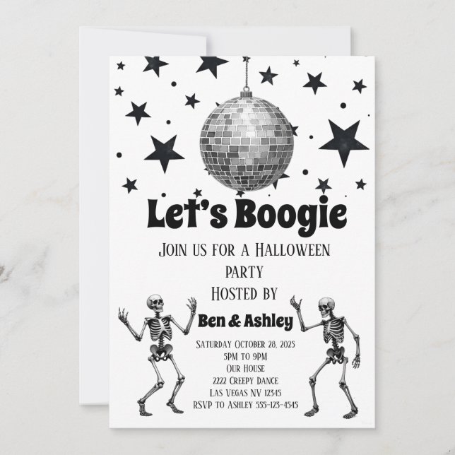 Låt oss Boogie Dance Disco Boll Halloweenfest Inbjudningar (Framsida)