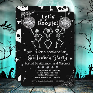 Låt oss Boogie! Disco Boll Skeletons Halloween fes Inbjudningar