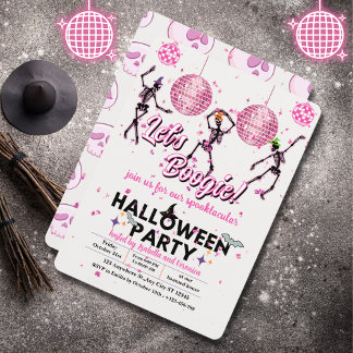 Låt oss Boogie Girly Skeletons Dance Disco Hallowe Inbjudningar