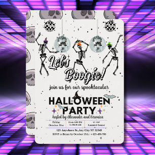 Låt oss Boogie Skeletons Dance Disco Halloween fes Inbjudningar