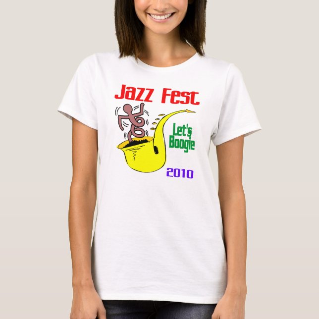 Låt oss Boogie vid Jazz Fest Tee Shirt (Framsida)