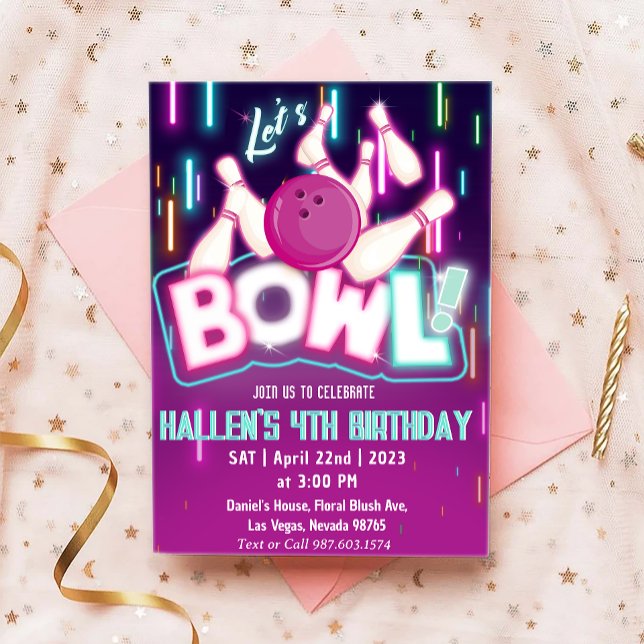 Låt oss Bowl Bowling Födelsedagsfest Inbjudningar (Skapare uppladdad)