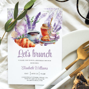 Låt oss brunch Birthday Watercolor Lavender Inbjudningar