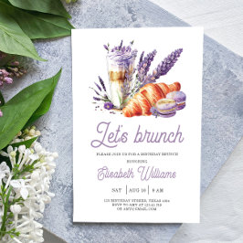 Låt oss brunch Birthday Watercolor Lila Inbjudningar