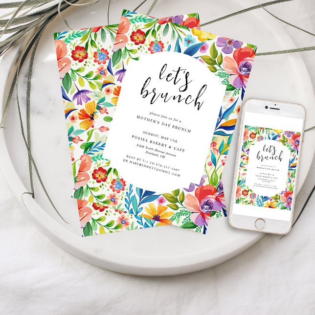 Låt oss Brunch | Bright Blommigt Mors dag Brunch Inbjudningar (Skapare uppladdad)