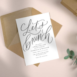 Låt oss brunch handletterad svart och vit bröllop inbjudningar