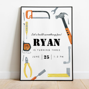 Låt oss Bygg! Välkomsttecken för Boys Construction Poster