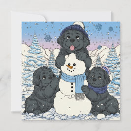 Låt oss bygga en snöman Newfoundland valp Julkort