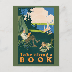 Låt oss campa och läs en bok vykort