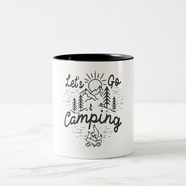 Låt oss Camping utomhus Camper Äventyr Två-Tonad Mugg (Center)