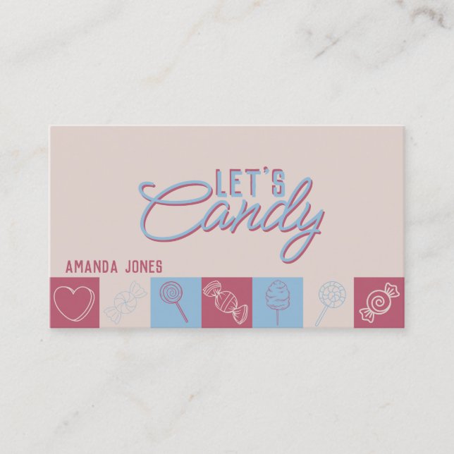 Låt oss Candy Cute Pastel Sweets Shop Visitkort (Framsida)