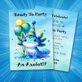 Låt oss Celebrate Axolotl Boy Födelsedagsfest Inbjudningar
