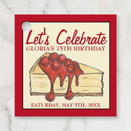Låt oss Celebrate Cherry Cheesecake Dessert Birthd Gåvor Etiketter