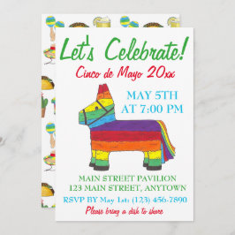 Låt oss Celebrate Cinco de Mayo Fiesta Taco Piñata Inbjudningar