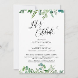 Låt oss Celebrate Eucalyptus Greenery Reception Inbjudningar