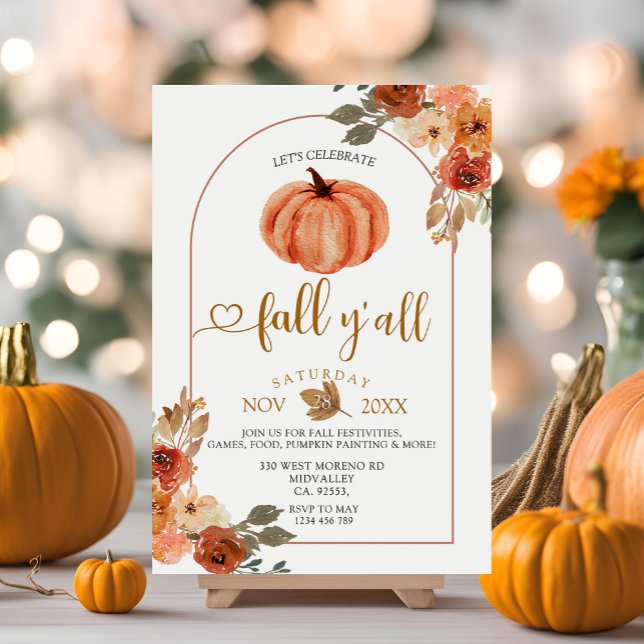 Låt oss Celebrate Fall Y'all Boho Arch Harvest Par Inbjudningar (Skapare uppladdad)
