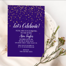 Låt oss Celebrate Guld confetti på Lila Party
