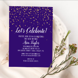Låt oss Celebrate Guld confetti på Lila Party Inbjudningar