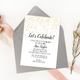 Låt oss Celebrate Guld Confetti Pension Party Inbjudningar