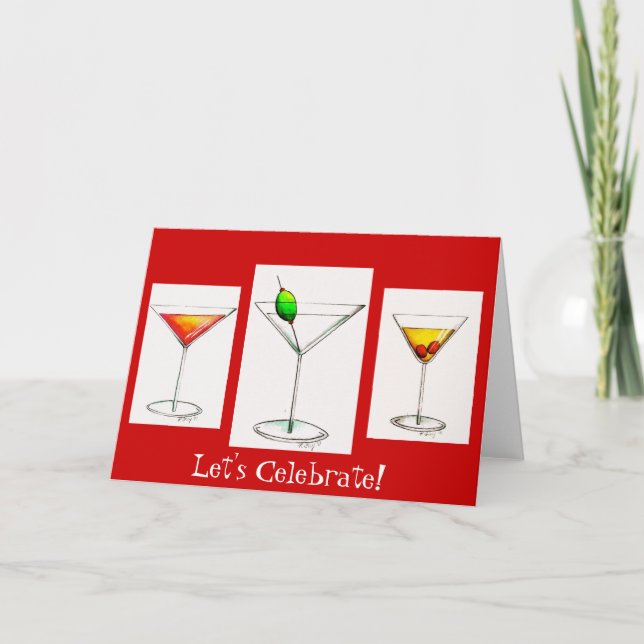 Låt oss Celebrate! Martini Cosmo Cocktail Drinks Kort (Framsida)